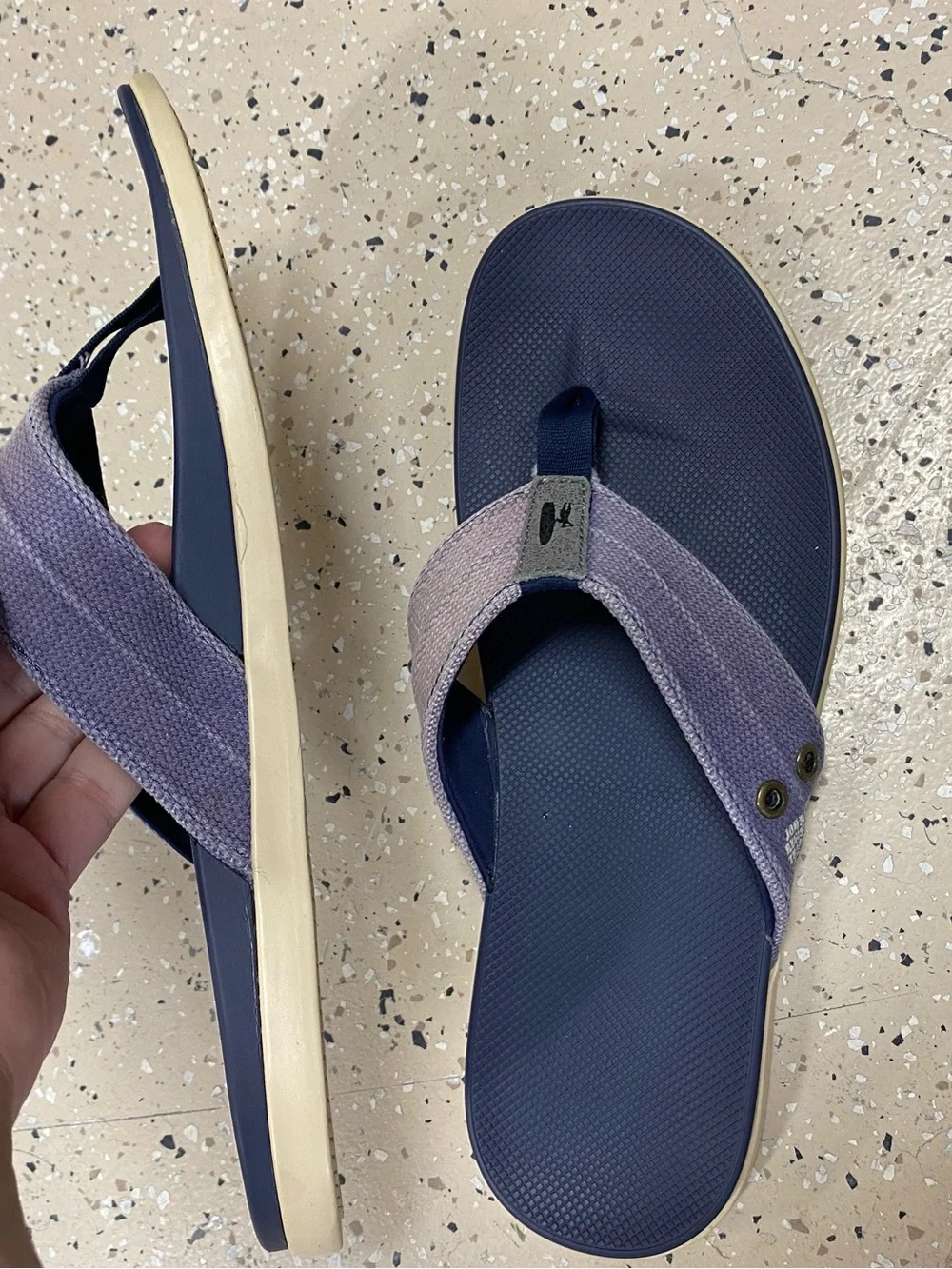 johnnie-O Men’s 11 Navy and Dusk Light Purple Flip-Flops